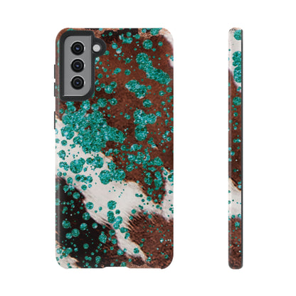 Teal Glitter Cowhide - Samsung Galaxy Series Case