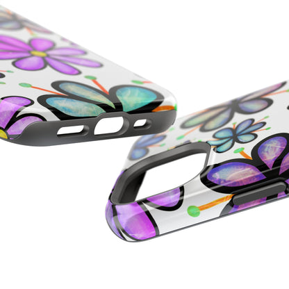 Whimsical Lavender Floral MagSafe iPhone Case – Ultra-Slim, High-Gloss Finish