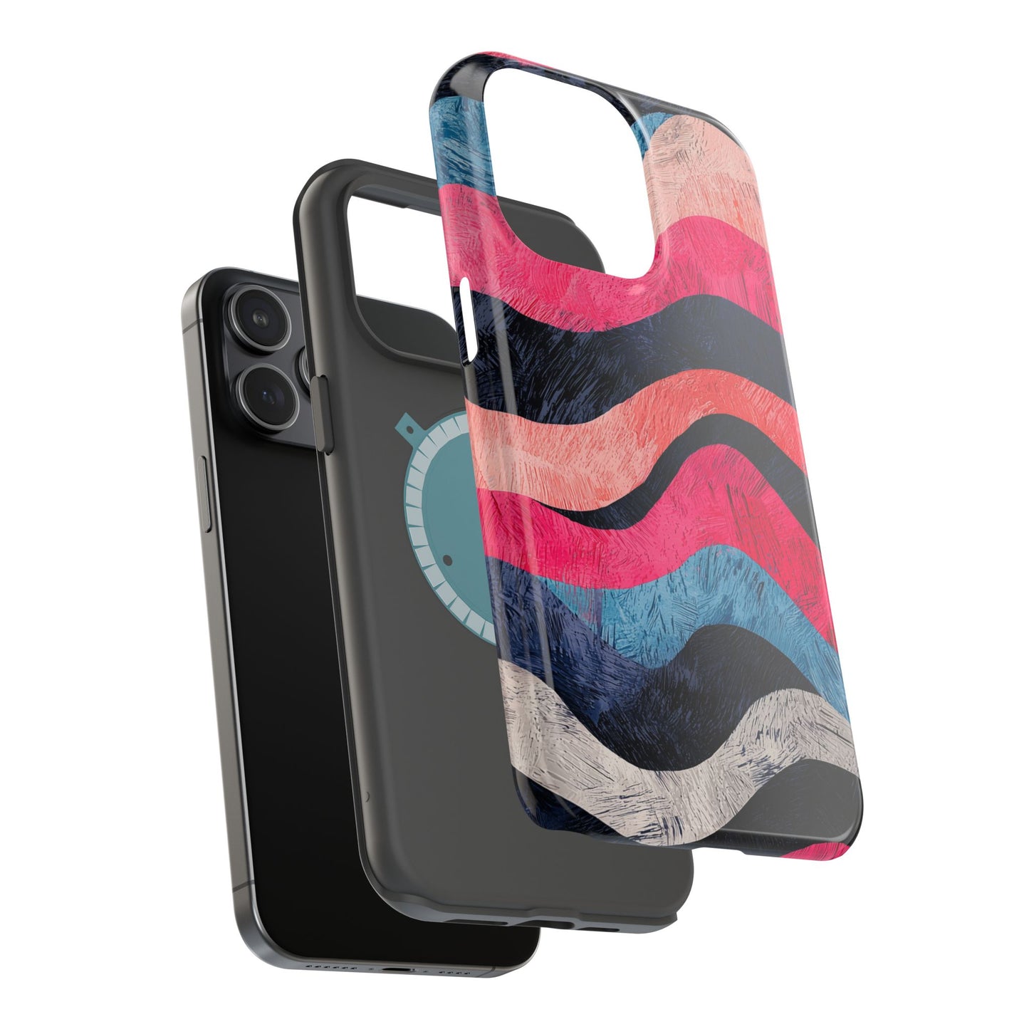 Abstract Wave Pattern MagSafe iPhone Case – Shockproof, Matte Finish, Dual-Layer Protection