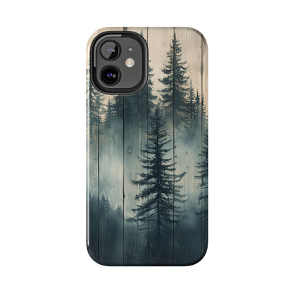 Misty Pine Forest Iphone Case - Nature-Inspired Wood Design Protective Cover