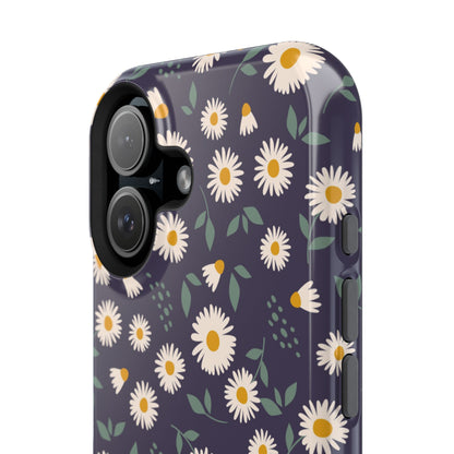 Midnight Daisy MagSafe iPhone Case – Dark Navy Floral Design, Slim and Protective