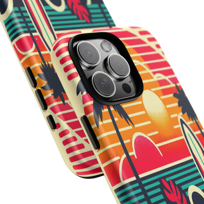 Retro Beach Vibes iPhone Case - Sunset Surfing Protective Cover