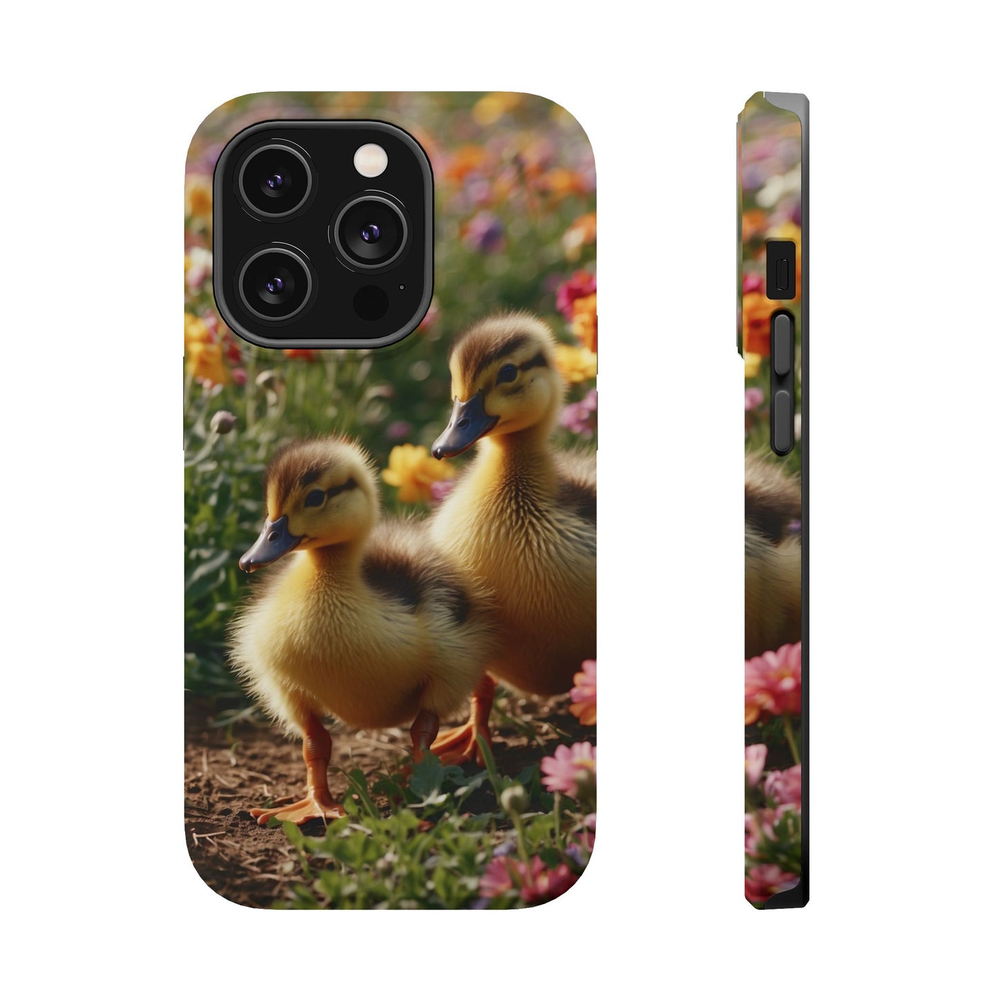 Charming Ducklings in Floral Garden - MagSafe iPhone Case