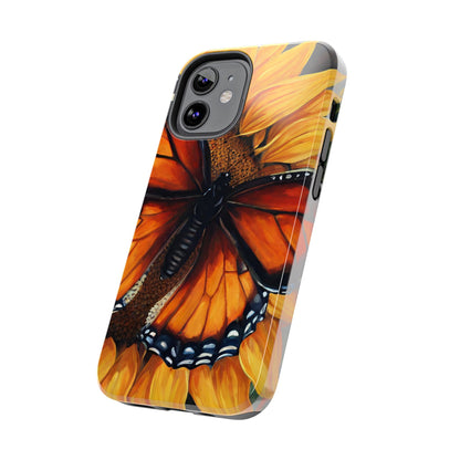 Monarch Butterfly & Sunflower Art – iPhone Case