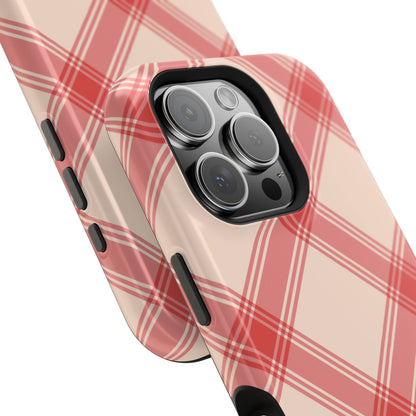 Soft Peachy Red Plaid MagSafe Case