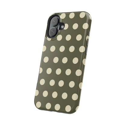 Vintage Green & Cream Polka Dots – MagSafe iPhone Case