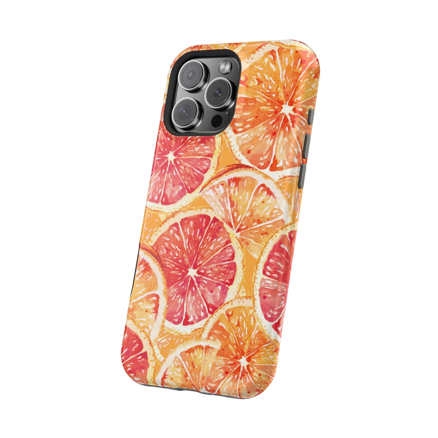 Watercolor Citrus Splash Tough MagSafe iPhone Case – Vibrant Fruit Print, Shock-Resistant Design