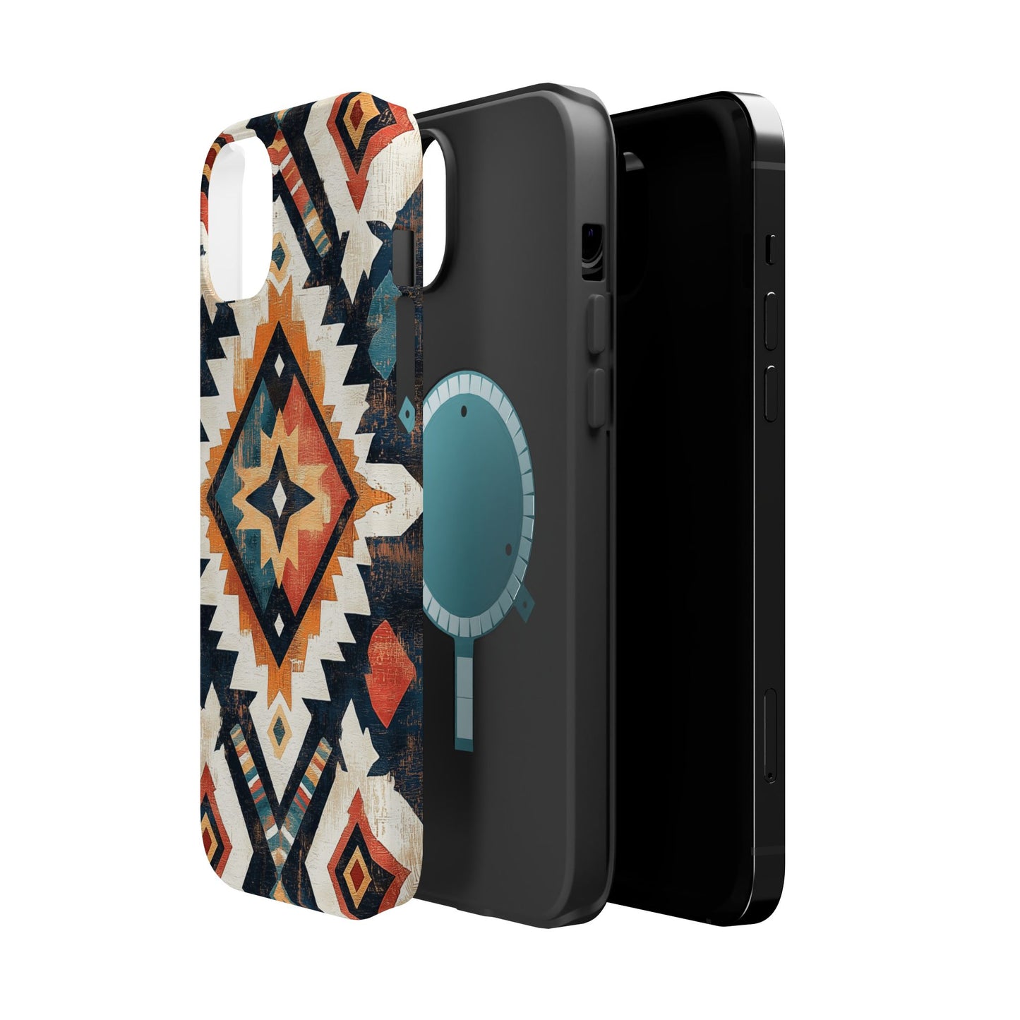 Vintage Southwestern Diamond Tough MagSafe iPhone Case – Rustic Tribal Design, Dual-Layer Protection