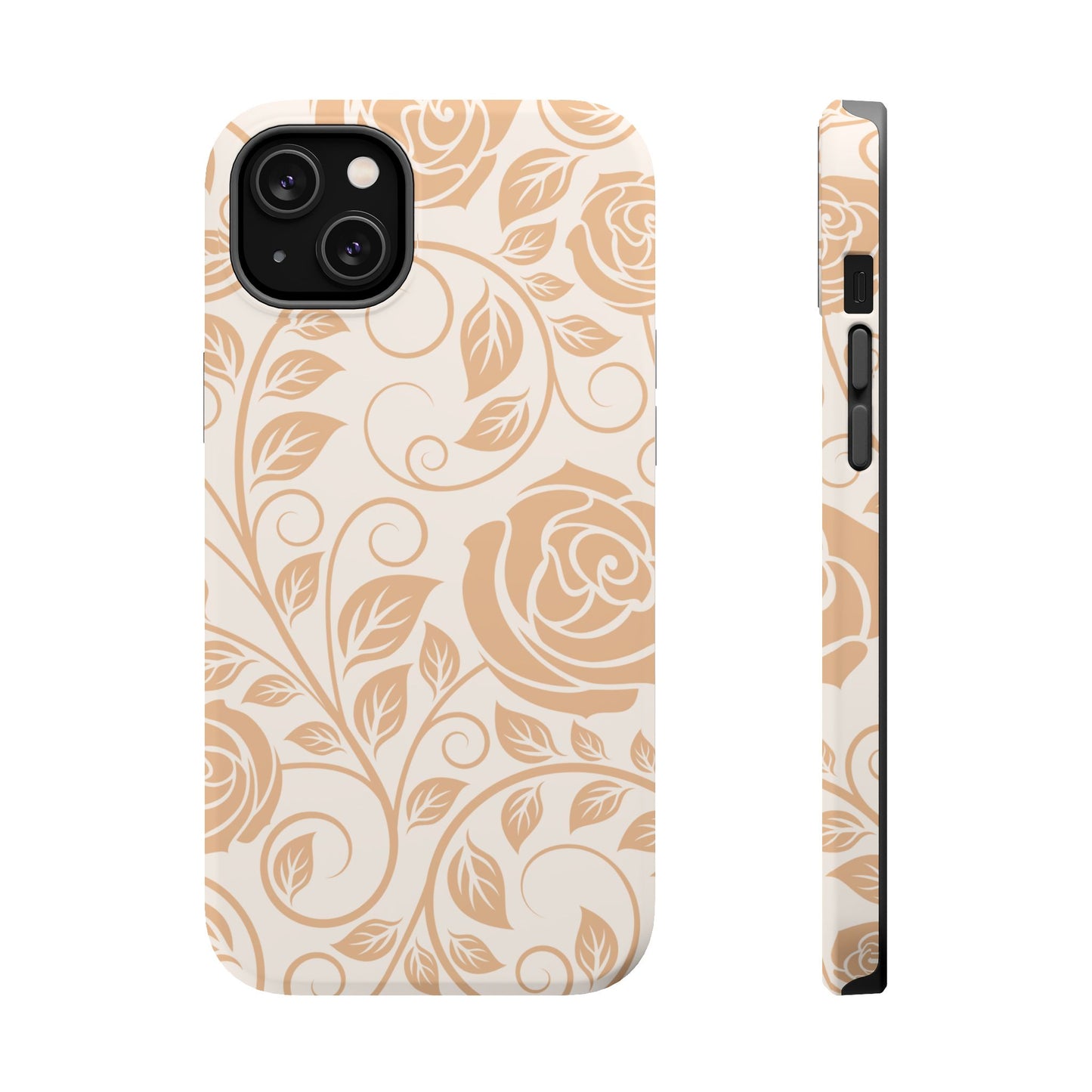 Vintage Rose Vine Tough MagSafe iPhone Case – Elegant Floral Pattern with Dual-Layer Protection