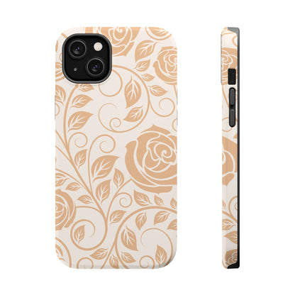 Vintage Rose Vine Tough MagSafe iPhone Case – Elegant Floral Pattern with Dual-Layer Protection