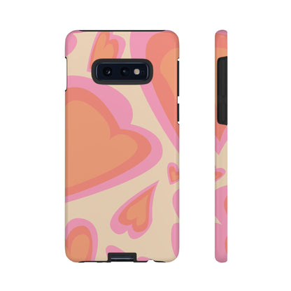 Retro Pink Hearts Samsung Galaxy Case – Shock-Resistant, Matte Finish, Dual-Layer Protection