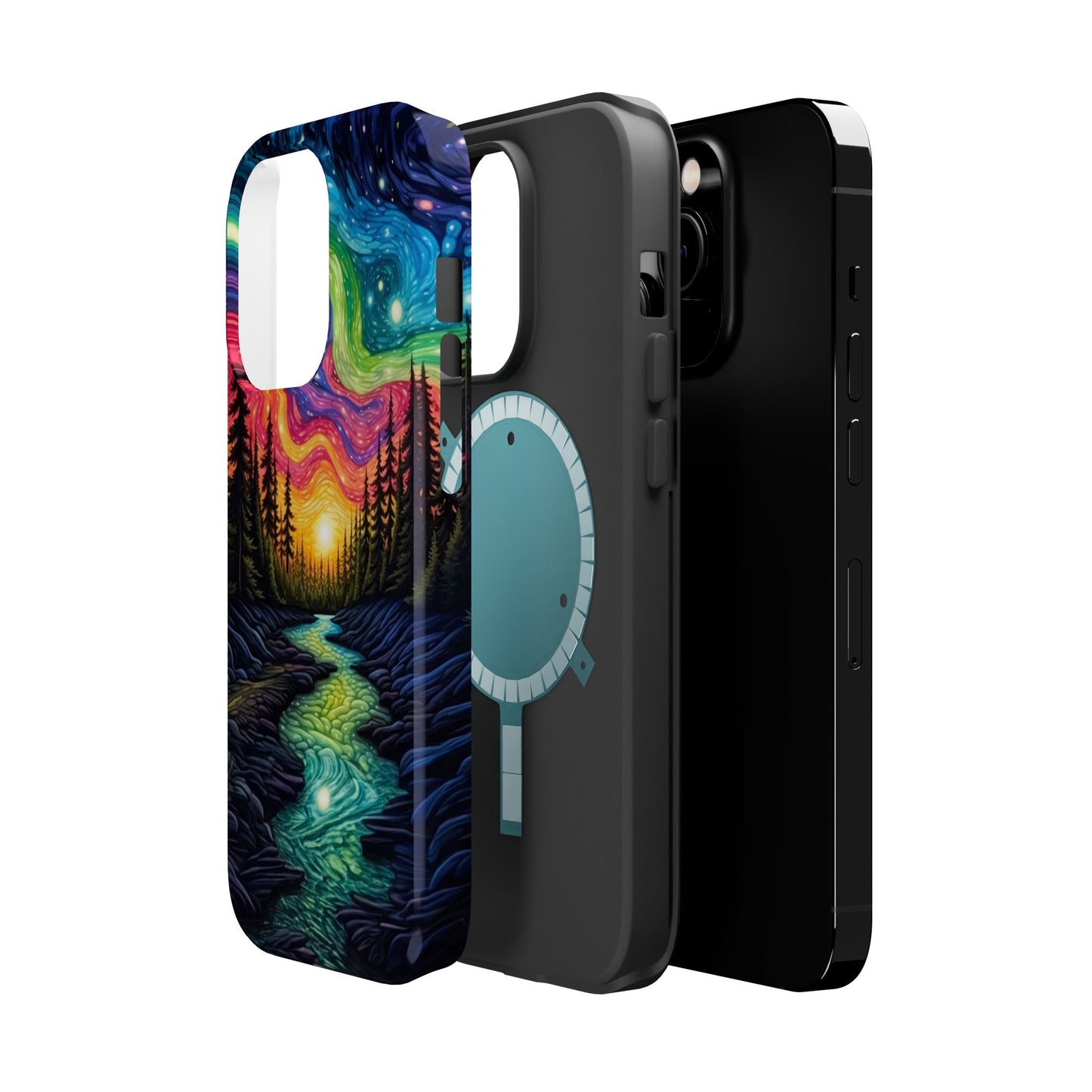 Celestial Nightscape MagSafe iPhone Case – Vibrant River and Starry Sky Design