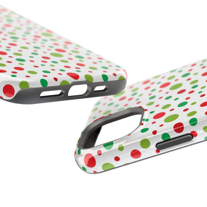 Red & Green Christmas Polka Dots – MagSafe iPhone Case