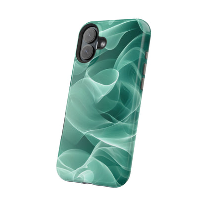 Emerald Flow MagSafe iPhone Case – Translucent Green Fabric-Inspired Design