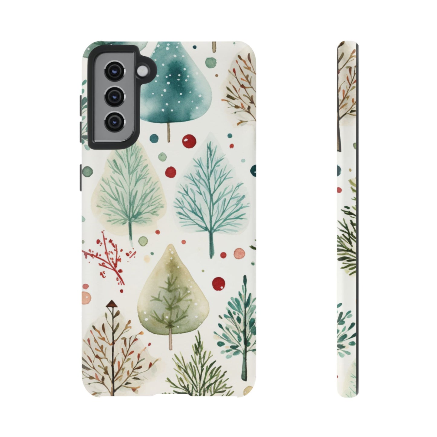 Watercolor Winter Trees Samsung Galaxy Case – Nature-Inspired, Holiday Theme Protective Cover