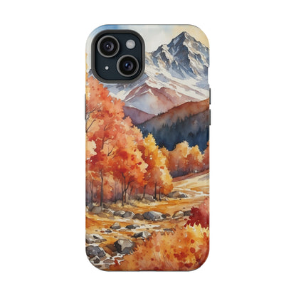 Watercolor Autumn Forest and Mountains - MagSafe iPhone Case