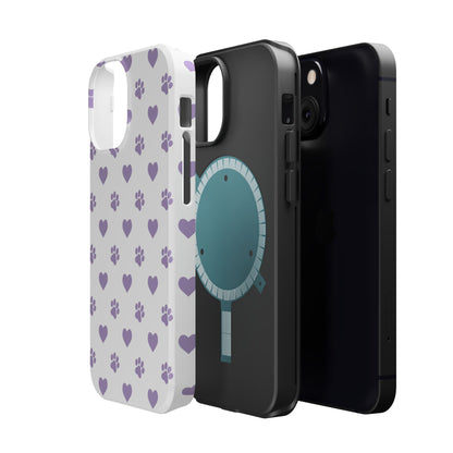 Paw Prints & Hearts – MagSafe iPhone Case with Adorable Pet-Lover Design