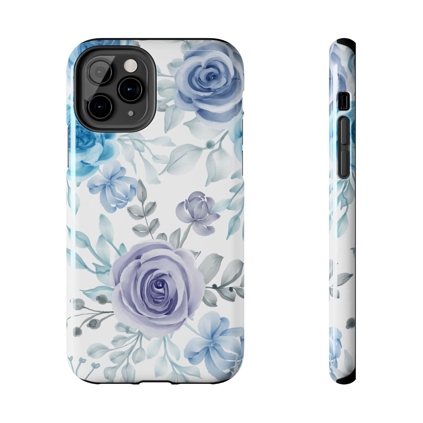 Elegant Blue & Violet Roses iPhone Case – Luxurious Floral Design for Chic Device Protection