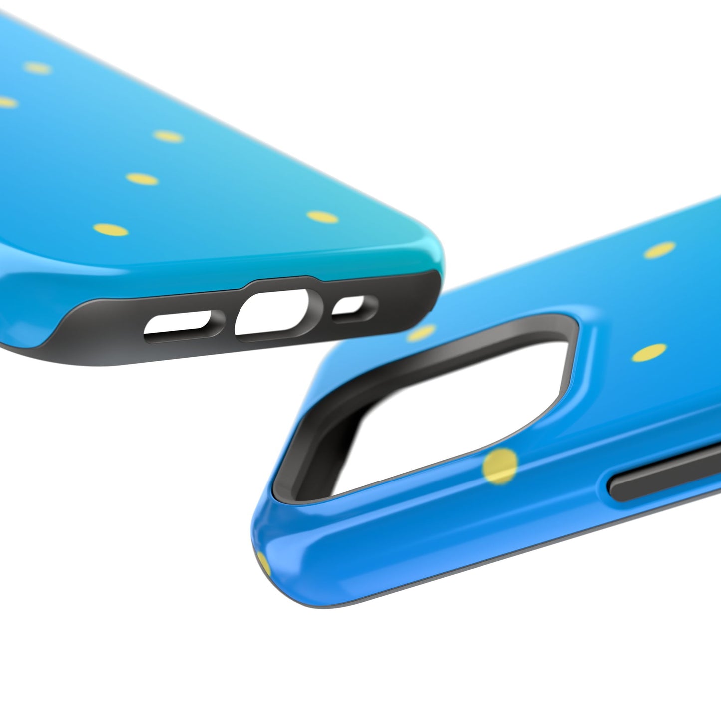 Blue Ocean Gradient Polka Dots MagSafe iPhone Case – Shockproof, Smooth Matte Finish, Dual-Layer Design