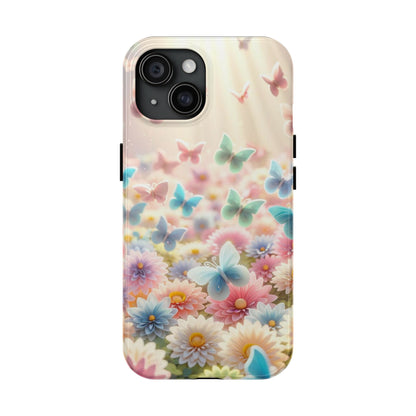 Butterfly Flower Garden - iPhone Case - Pastel Floral Protective Cover