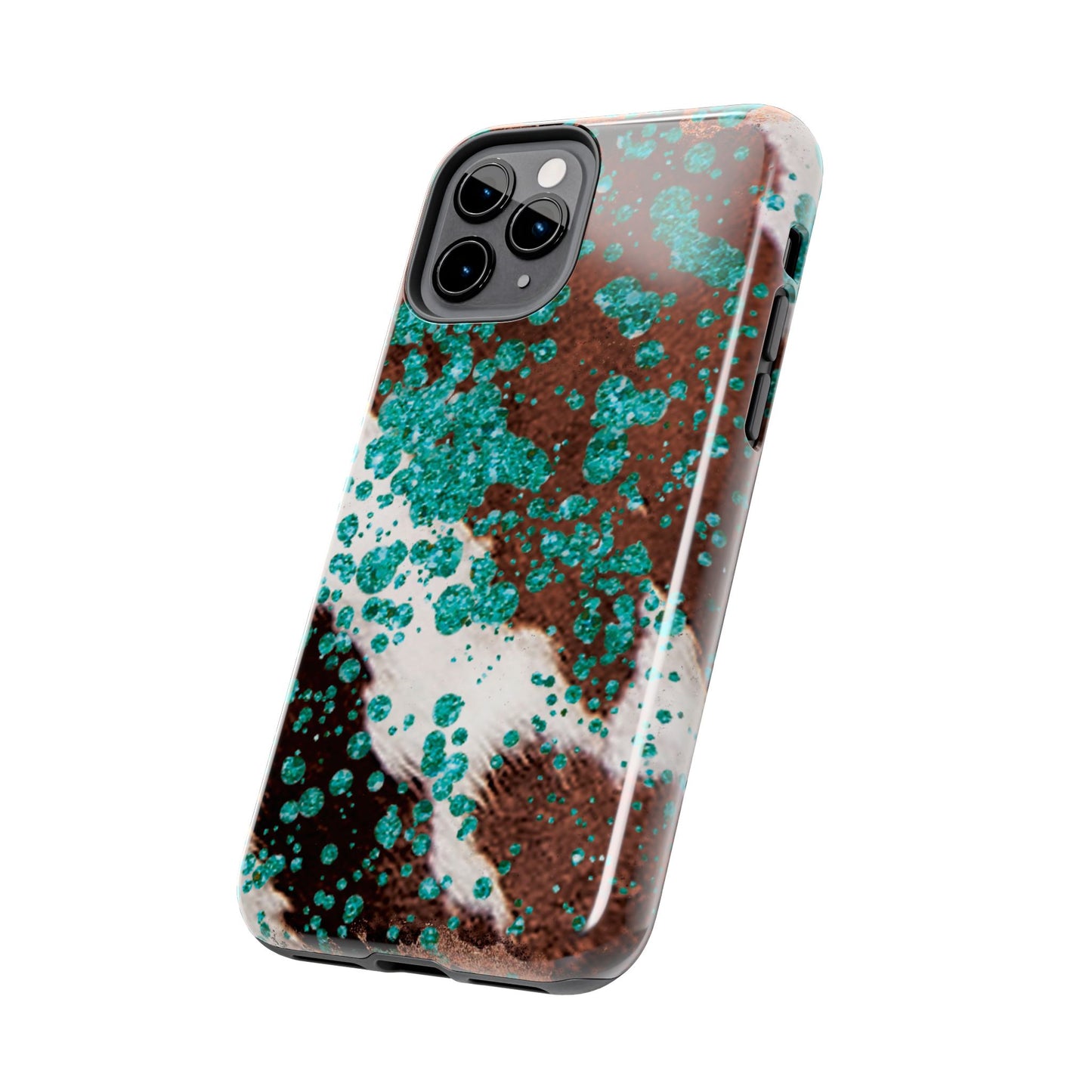 Teal Glitter Cowhide - iPhone Series Case