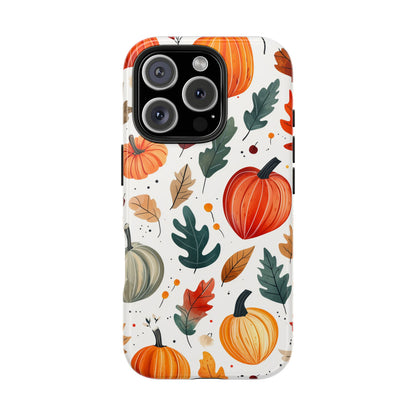 Autumn Harvest iPhone Case - Pumpkin and Fall Leaf Design