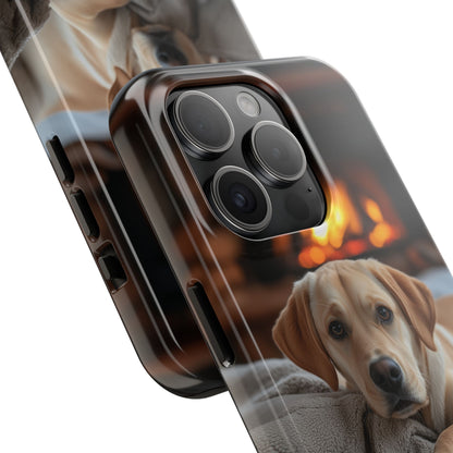 Cozy Golden Retriever by the Fireplace - iPhone Series Case