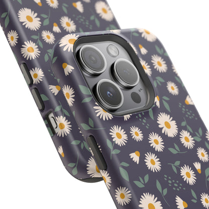 Midnight Daisy MagSafe iPhone Case – Dark Navy Floral Design, Slim and Protective