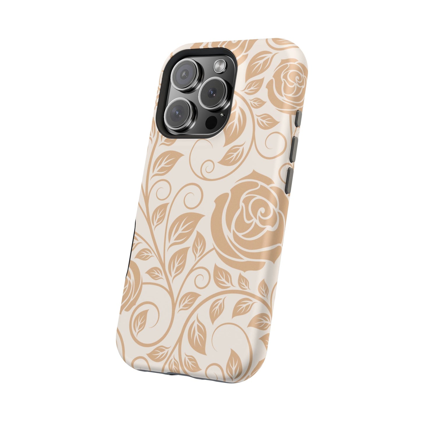 Vintage Rose Vine Tough MagSafe iPhone Case – Elegant Floral Pattern with Dual-Layer Protection