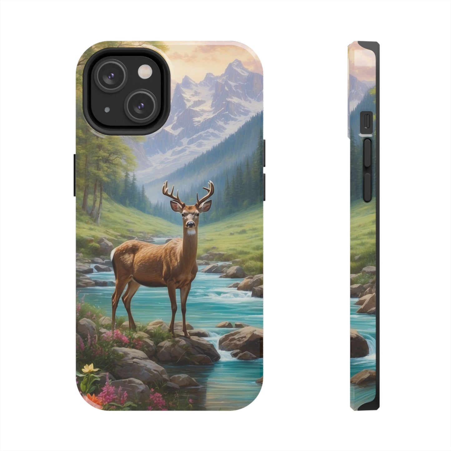 Alpine Serenity – Stag in Mountain Bliss iPhone Cases