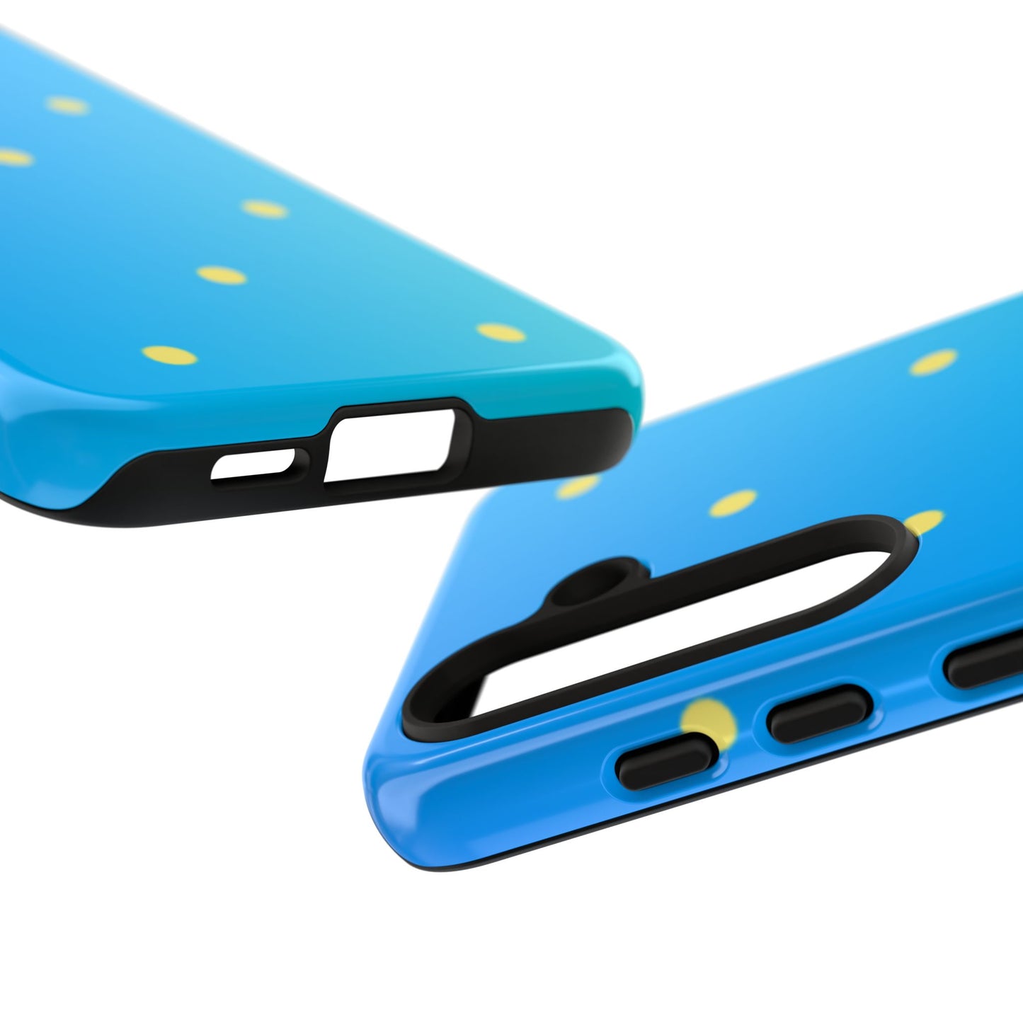 Blue Ocean Gradient Polka Dots Samsung Galaxy Case – Shockproof, Smooth Matte Finish, Dual-Layer Design