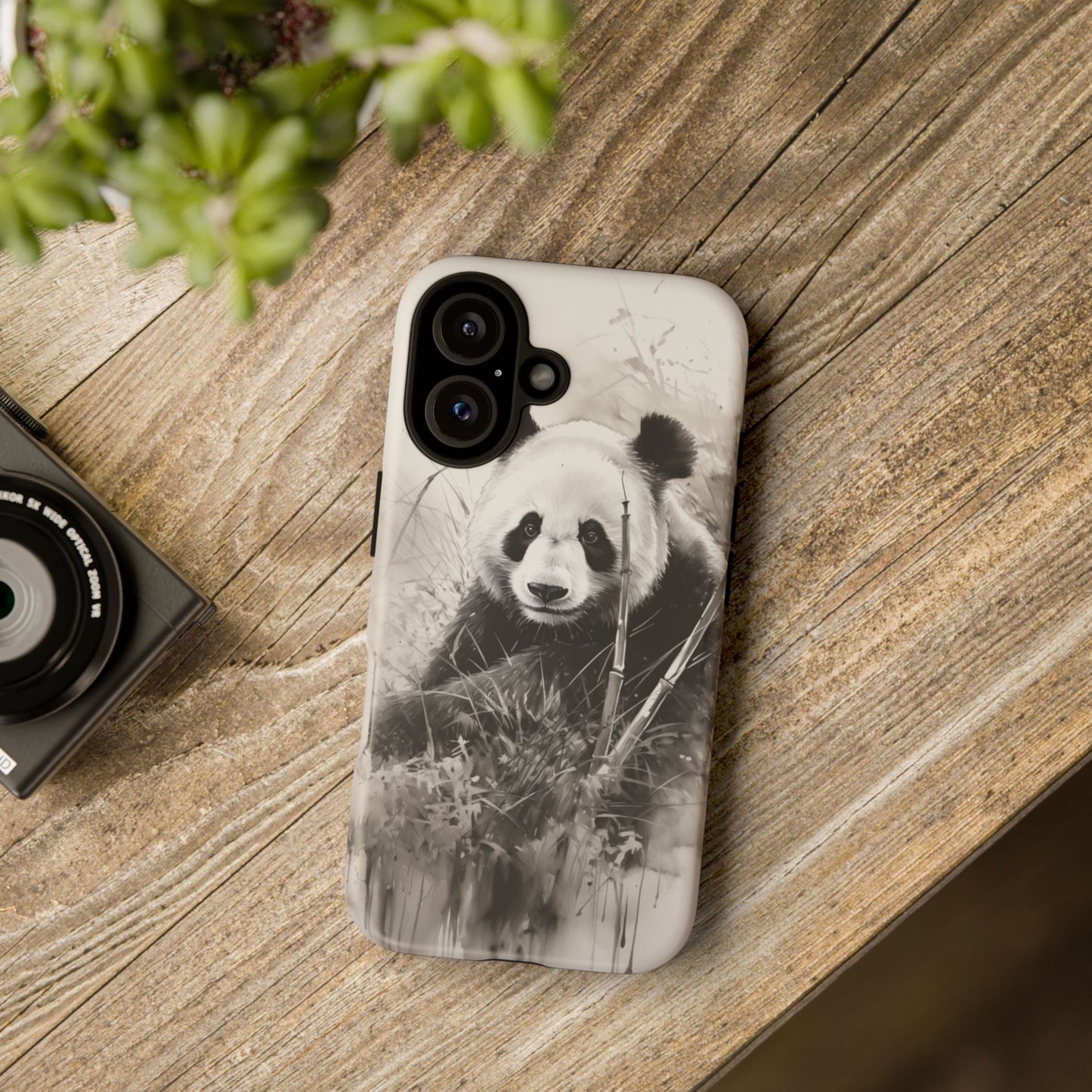 Premium Cute Phone Case: Charcoal Art Panda Bear