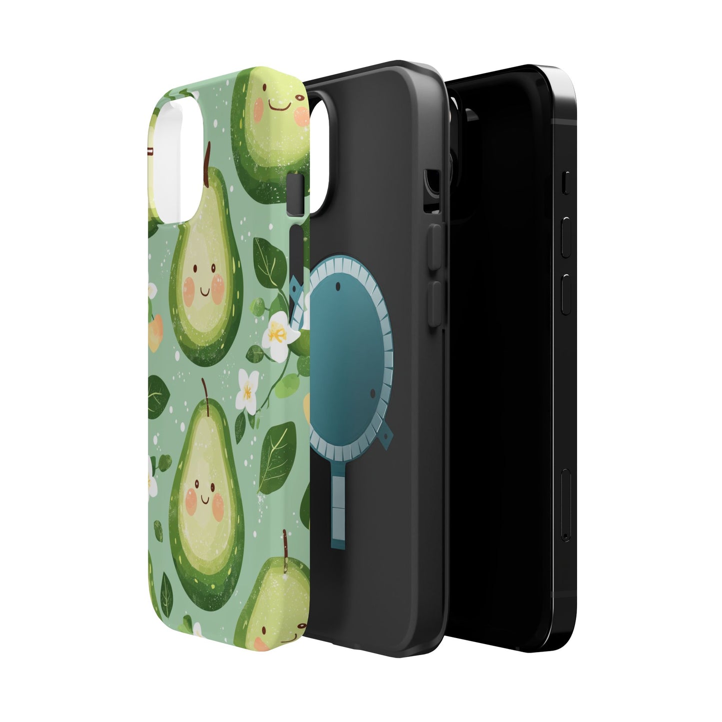 Smiling Avocados Tough MagSafe iPhone Case – Cute Avocado Design, Dual-Layer Protection