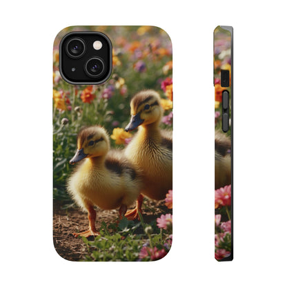 Charming Ducklings in Floral Garden - MagSafe iPhone Case