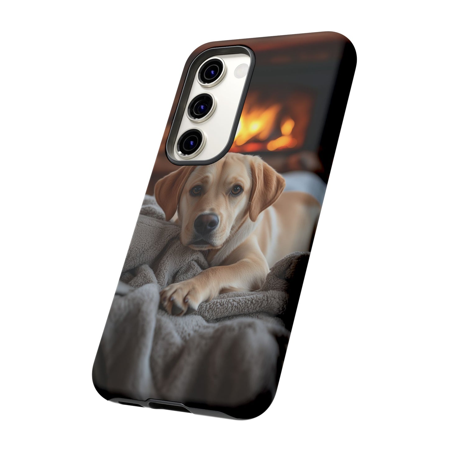 Cozy Golden Retriever by the Fireplace - Samsung Galaxy Case