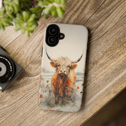 Cutest Highland Cow & Flowers Phone Case!