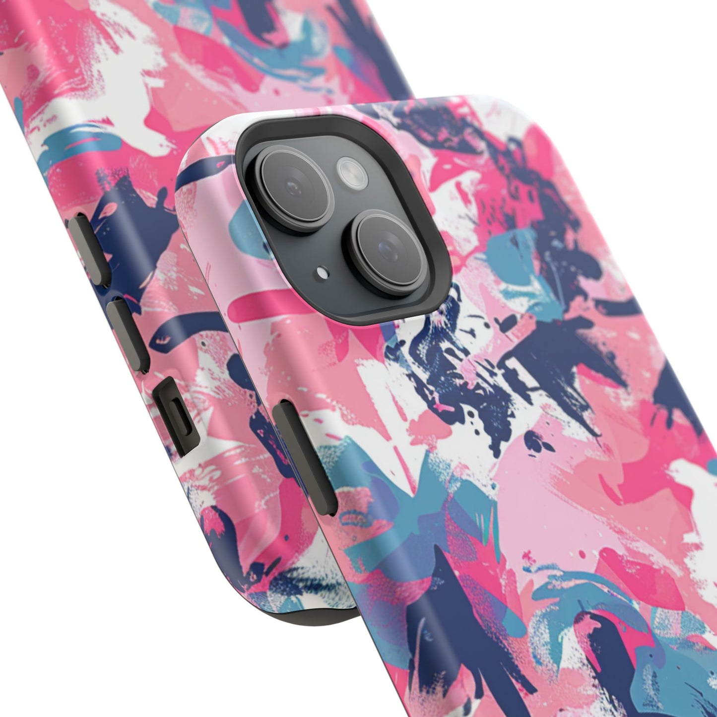 Vibrant Pink & Navy Abstract Splash – MagSafe iPhone Case