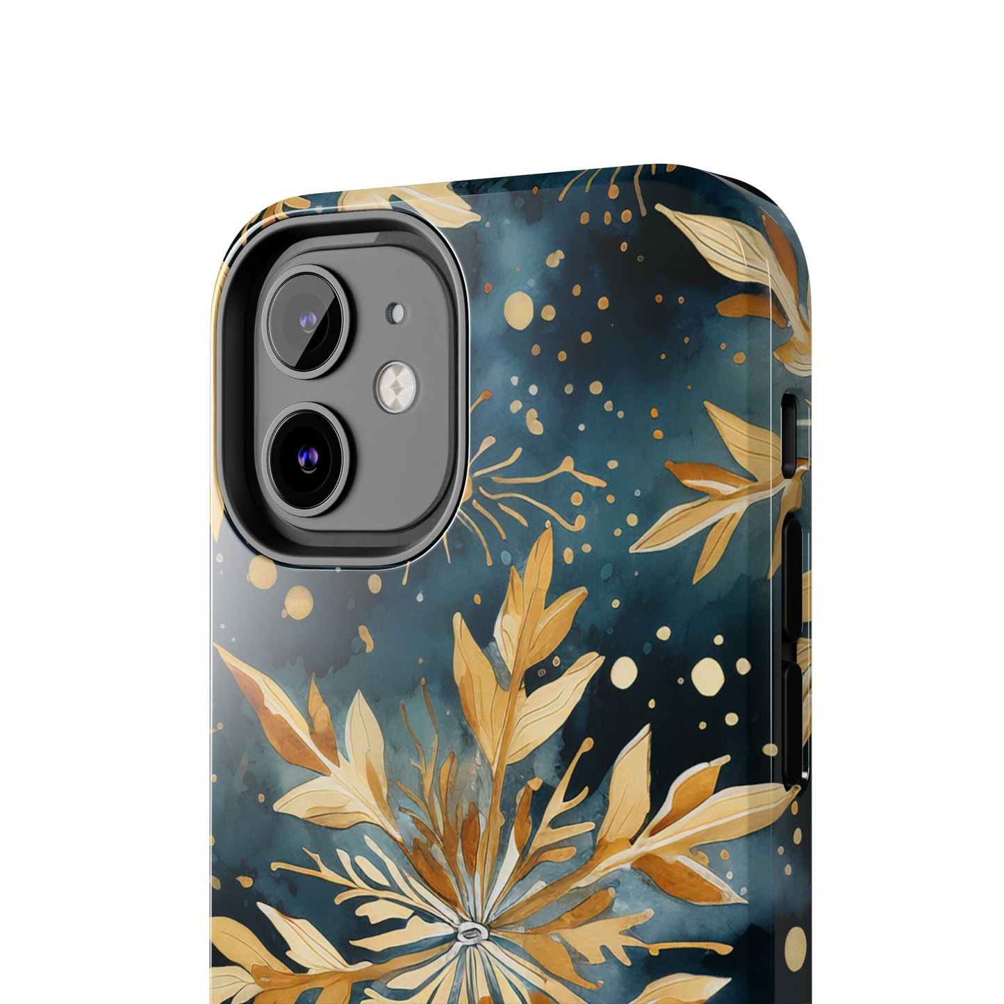 Gold Floral Snowflakes on Midnight Blue - iPhone Series Case