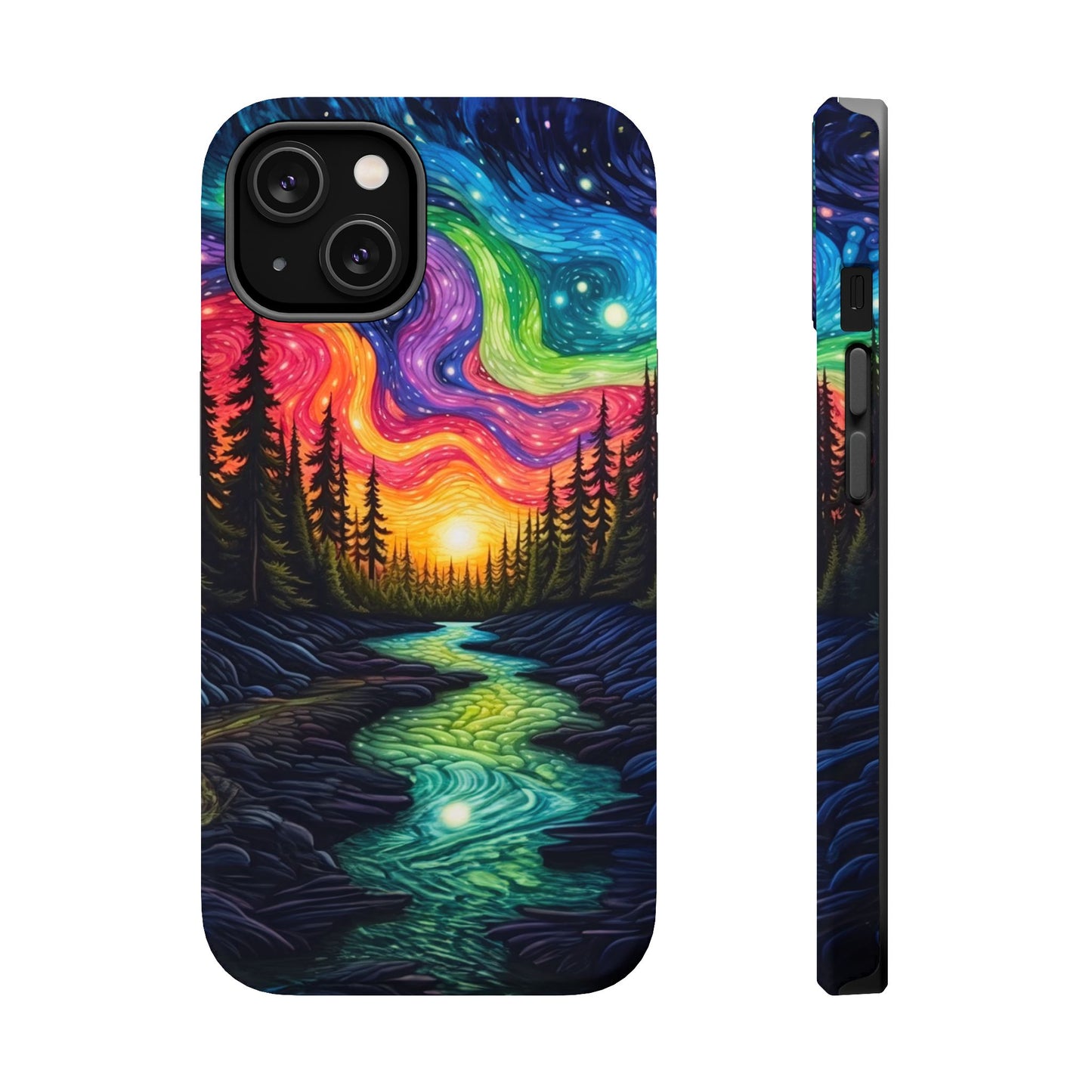 Celestial Nightscape MagSafe iPhone Case – Vibrant River and Starry Sky Design