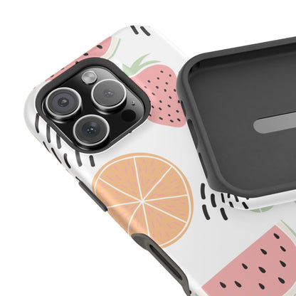 Tropical Fruit Fiesta Tough MagSafe iPhone Case – Fun Watermelon, Pineapple, and Citrus Design