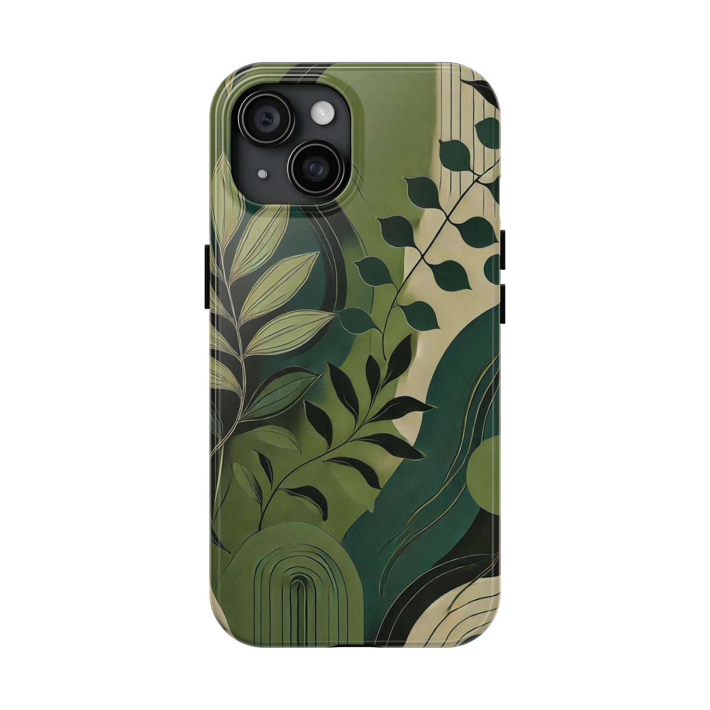 Abstract Green Leaves iPhone Case - Nature-Inspired Protective Cover