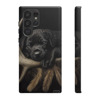 Adorable Black Labrador Puppy on Feathers Samsung Galaxy Case