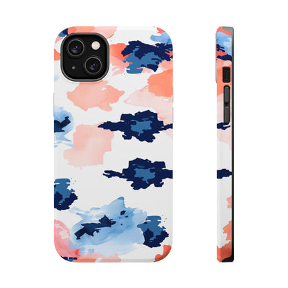 Abstract Coral & Navy Watercolor Design – MagSafe iPhone Case