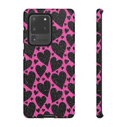 Pink Glitter Hearts Samsung Galaxy Case