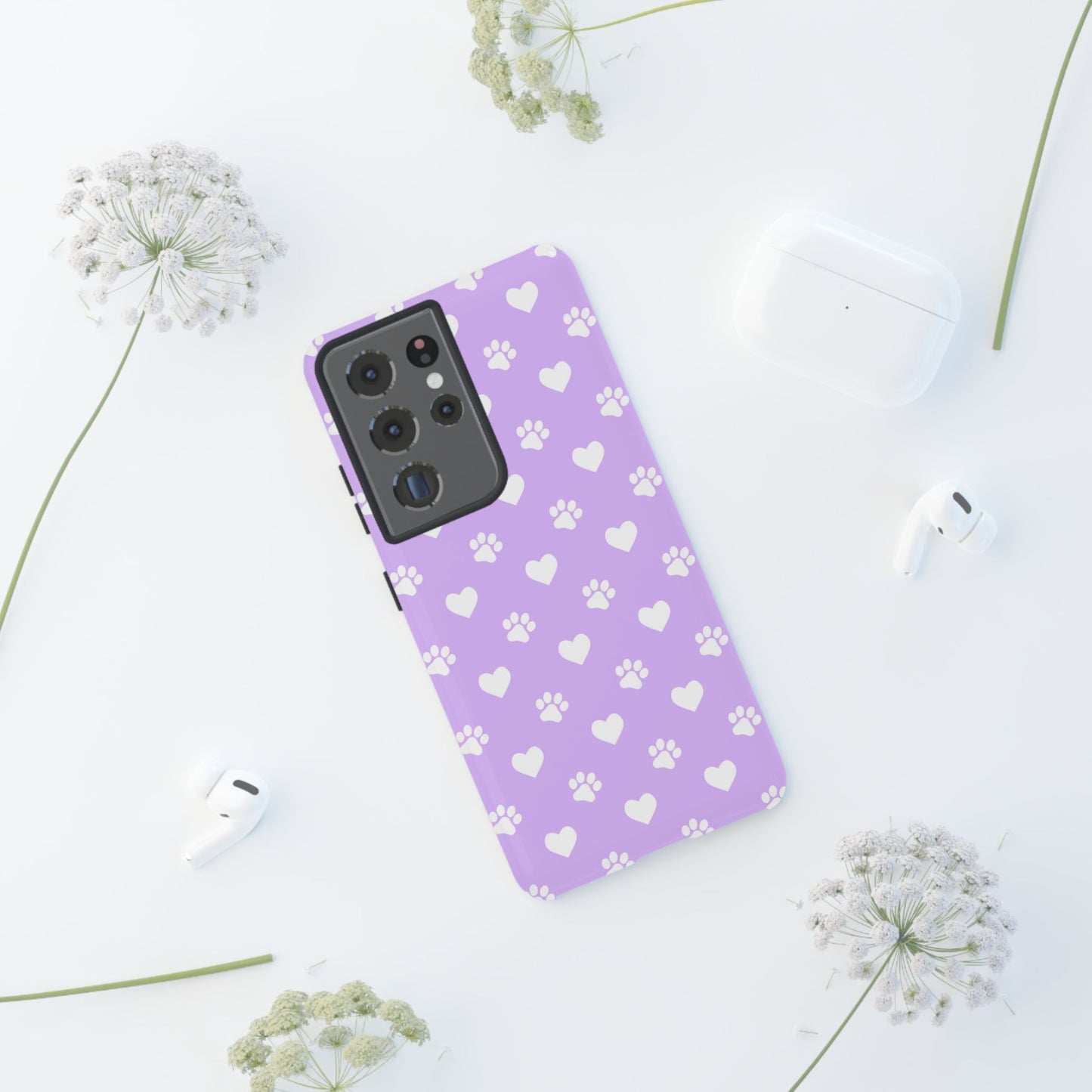 Lilac Paw Prints & Hearts – Samsung Galaxy Case