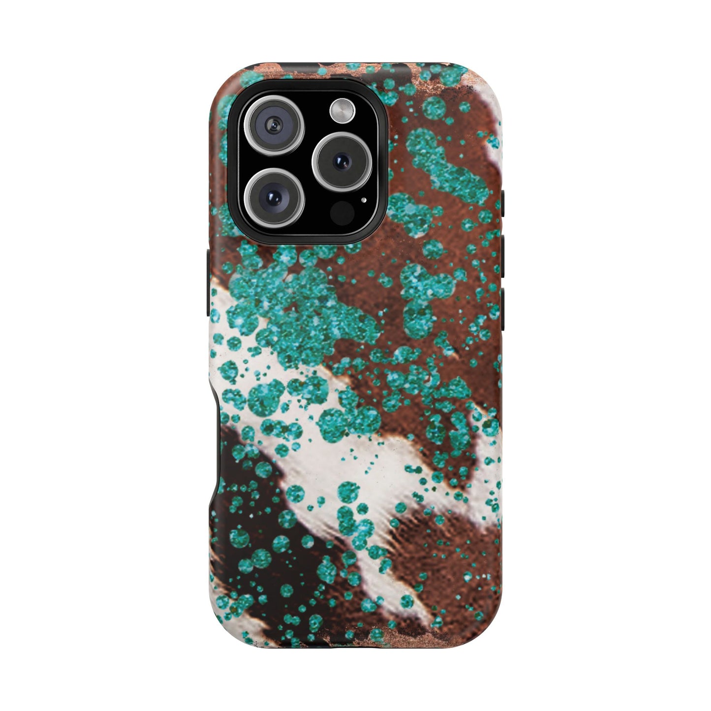 Teal Glitter Cowhide - MagSafe iPhone Series Case