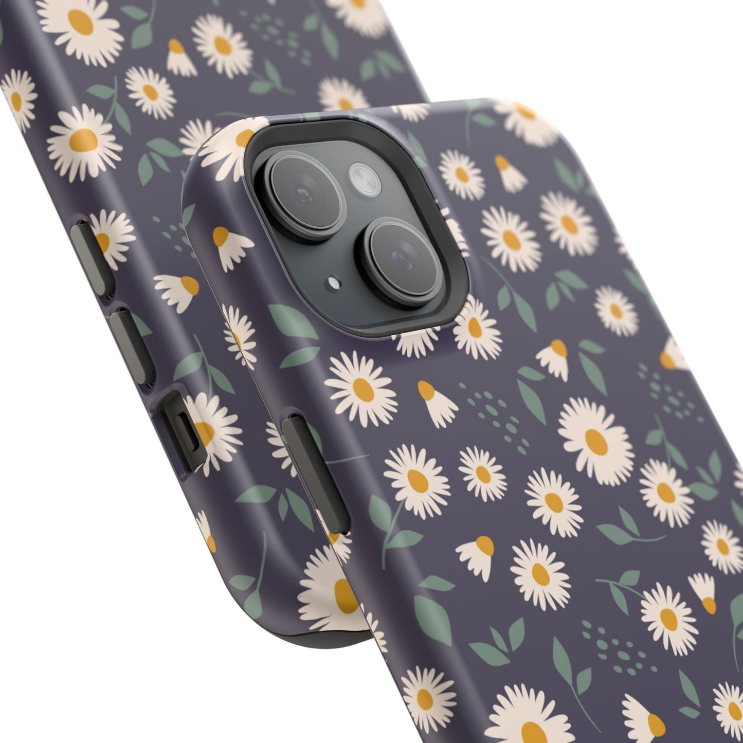 Midnight Daisy MagSafe iPhone Case – Dark Navy Floral Design, Slim and Protective