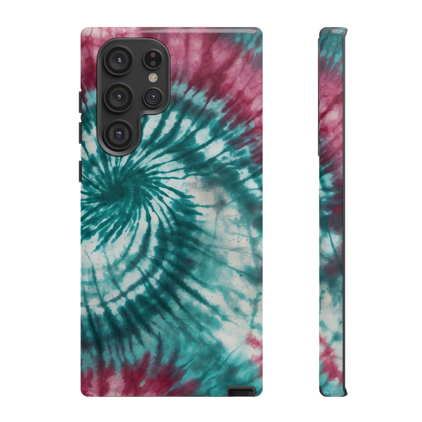 Teal and Pink Spiral Tie-Dye Samsung Galaxy Case – Boho Chic Design