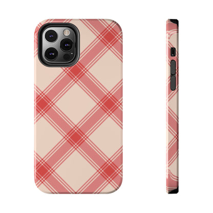 Soft Peachy Red Plaid iPhone Case