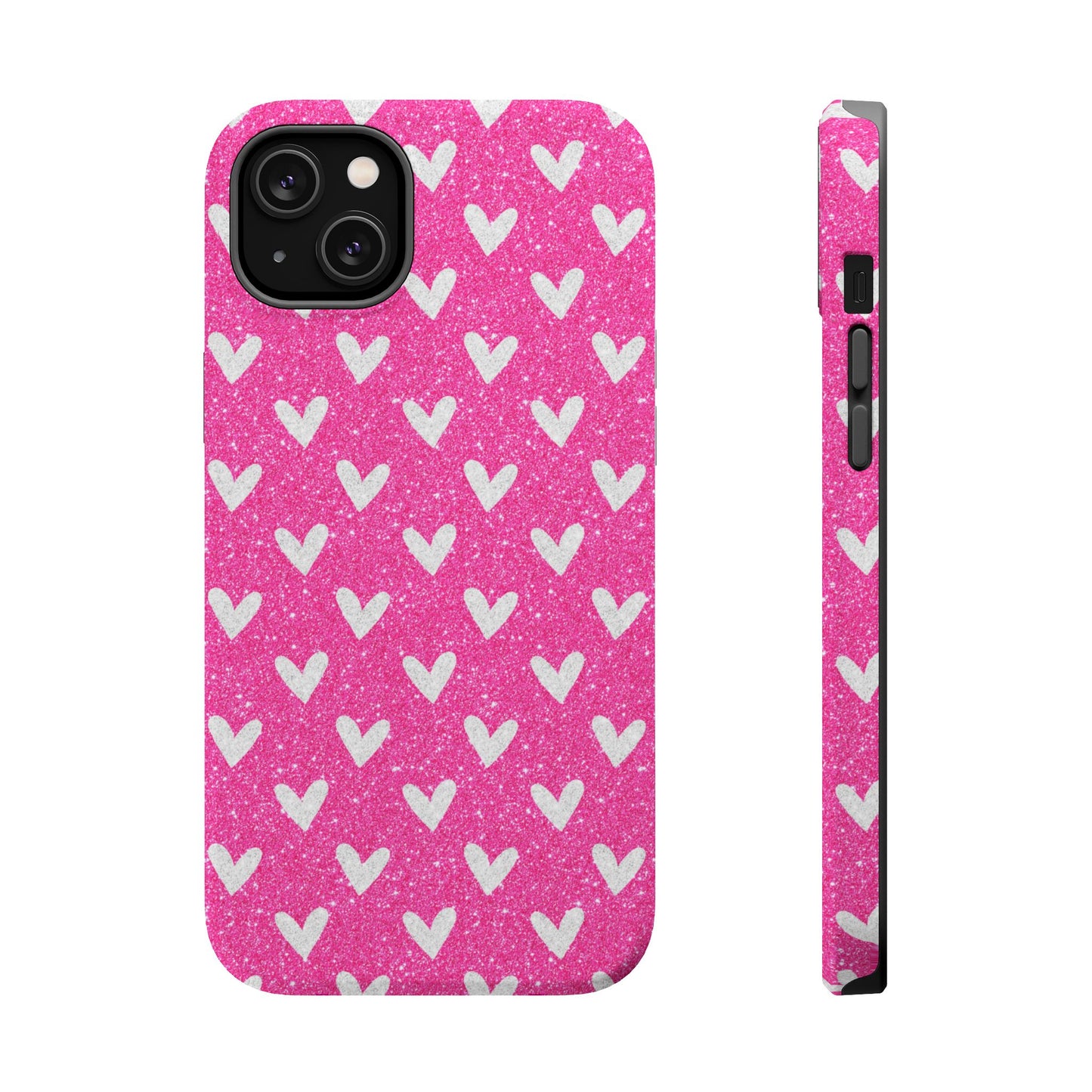 Pink Glitter Hearts Pattern – MagSafe iPhone Case